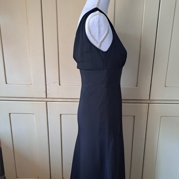 J Crew Silk Cross Bodice V Neck Sleeveless Black Dress Sz 2 - Picture 6 of 9